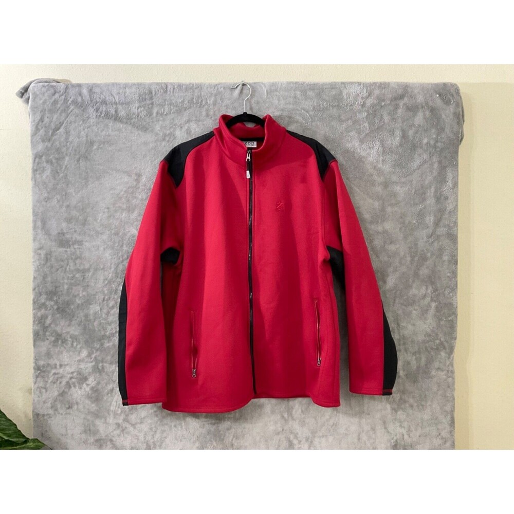 Izod Performx Jacket Men's Size Large Red/Black Knit Fleece Lined Light Full Zip